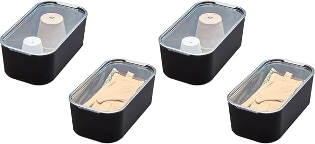 Set of 2 Clear Short Storage Bins with Lids