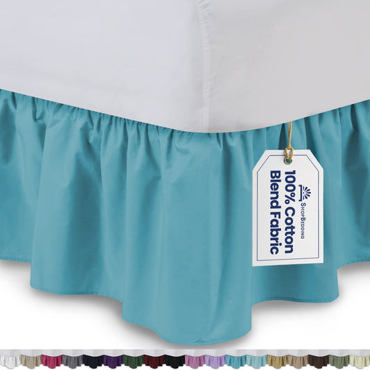 Ruffled Bed Skirt Twin, Aqua) 21 Inch Drop Bedskirt with Platform, Poly/Cotton Fabric, Available in All Bed Sizes and 16 Colors  Blissford