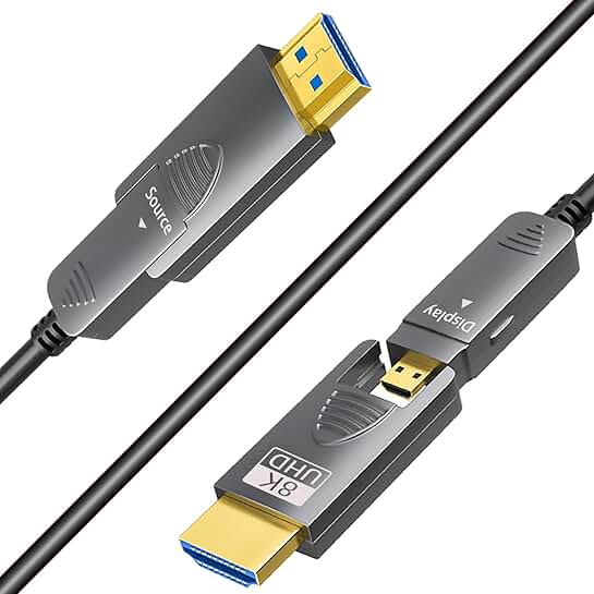 75ft 8K Fiber Optic HDMI Cable with Micro HDMI to HDMI 2.1