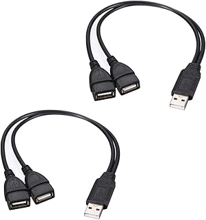 Dual USB 2.0 Adapter Y Splitter Charger Cable (2 Pack)