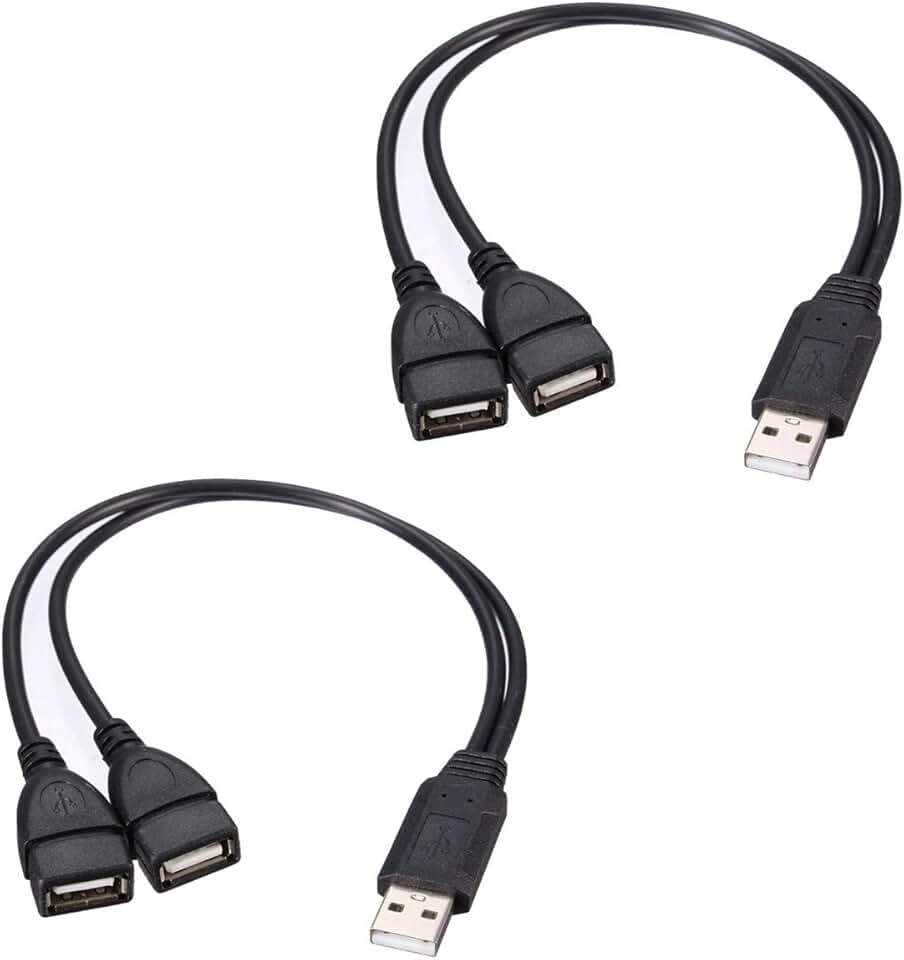 Dual USB 2.0 Adapter Y Splitter Charger Cable (2 Pack)