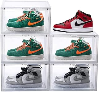Clear magnetic side open shoe storage boxes, 3-pack