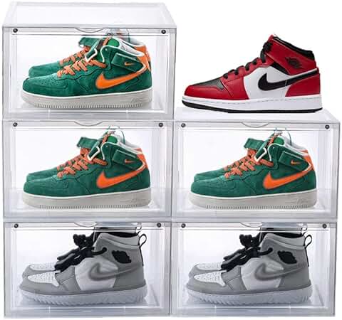 Clear magnetic side open shoe storage boxes, 3-pack