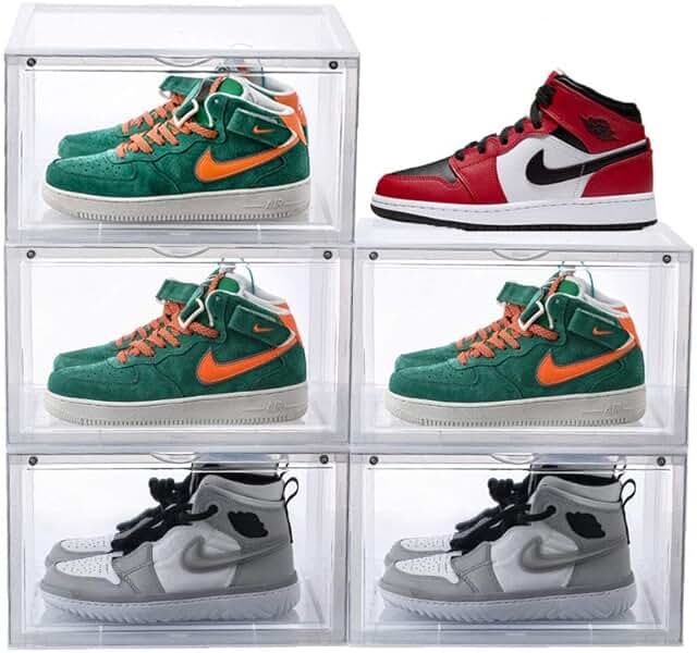 Clear magnetic side open shoe storage boxes, 3-pack