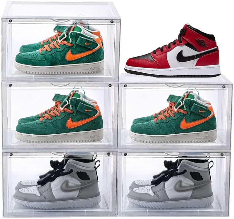 Clear magnetic side open shoe storage boxes, 3-pack
