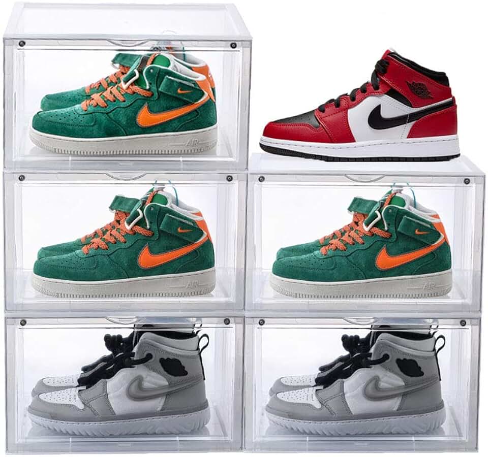 Clear magnetic side open shoe storage boxes, 3-pack