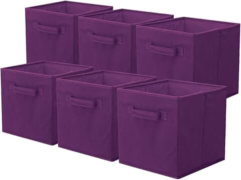 Foldable Fabric Storage Bins with Handles, 6 Pack