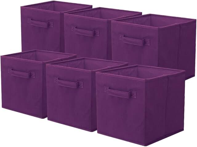 Foldable Fabric Storage Bins with Handles, 6 Pack