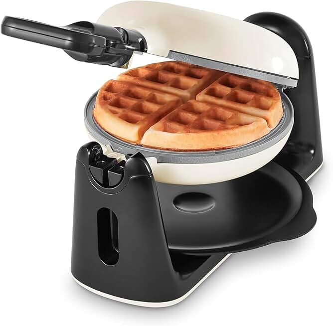 Cream Belgian Waffle Maker with Ceramic Coating