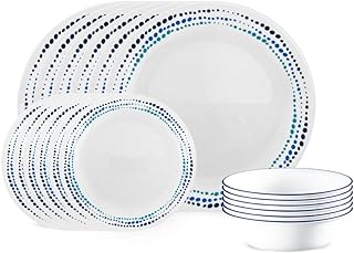 18-Piece Round Dinnerware Set in Ocean Blue