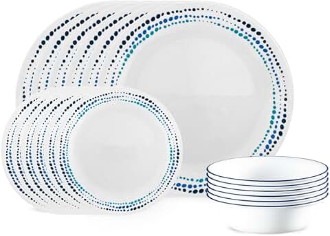 18-Piece Round Dinnerware Set in Ocean Blue