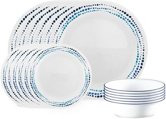 18-Piece Round Dinnerware Set in Ocean Blue