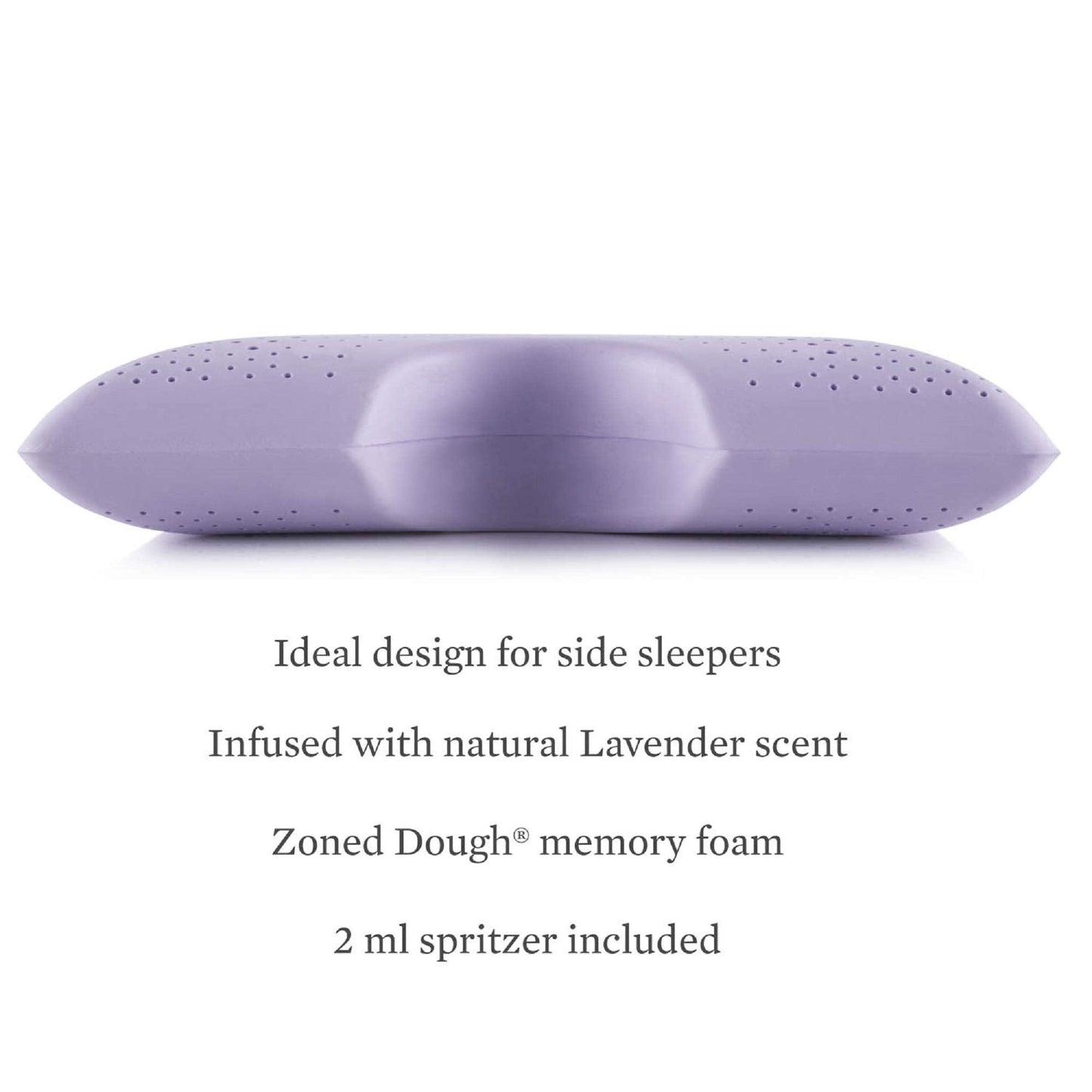 Z Shoulder Zoned Dough Memory Foam Pillow  Infused with Lavender Scent  Aromatherapy Sp er Included  Premium Tencel Cover  5 Year U.S. Warranty  Mid Loft  King, Purple