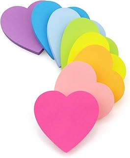 Heart-Shaped Bright Color Sticky Notes, 75 Sheets