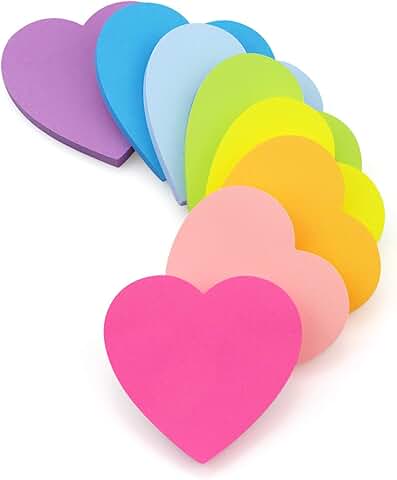 Heart-Shaped Bright Color Sticky Notes, 75 Sheets