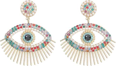 Colorful Evil Eye Dangle Earrings for Women