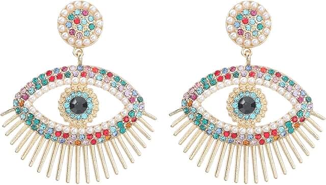 Colorful Evil Eye Dangle Earrings for Women