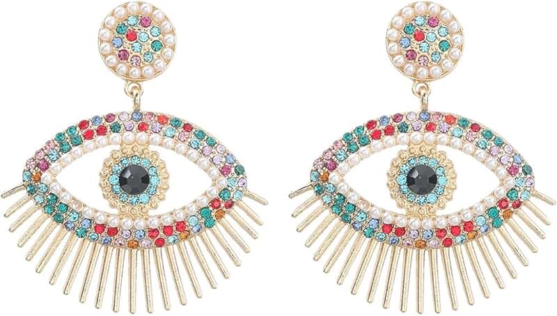 Colorful Evil Eye Dangle Earrings for Women