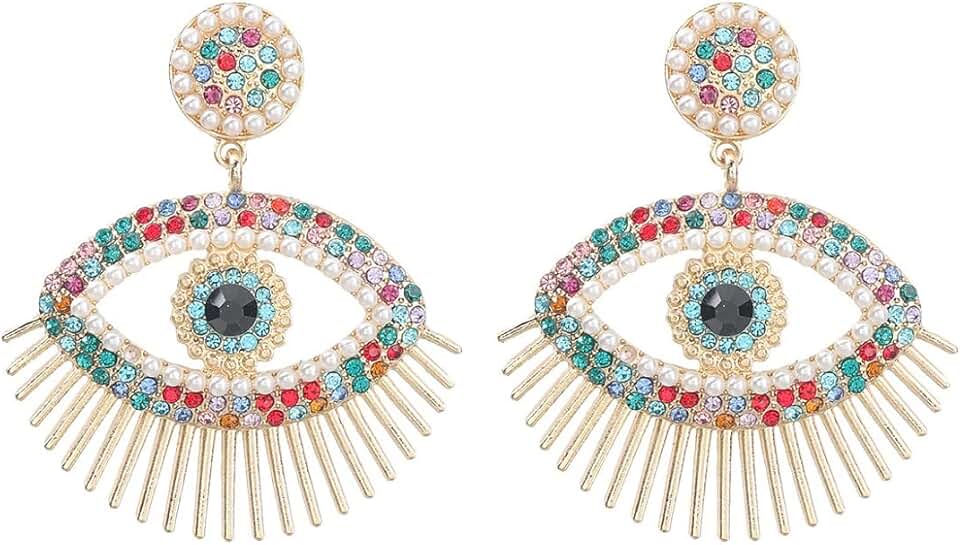 Colorful Evil Eye Dangle Earrings for Women
