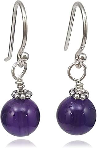 Handmade Silver Amethyst Drop Earrings
