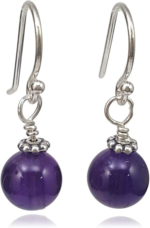 Handmade Silver Amethyst Drop Earrings