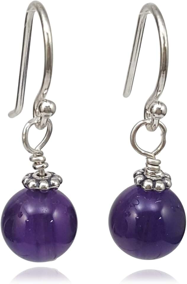 Handmade Silver Amethyst Drop Earrings