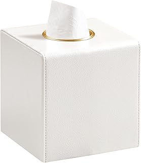 Beige PU Leather Square Tissue Box Cover