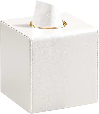 Beige PU Leather Square Tissue Box Cover