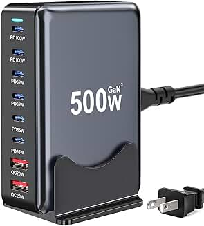 500W 8-Port USB C Fast Charging Station