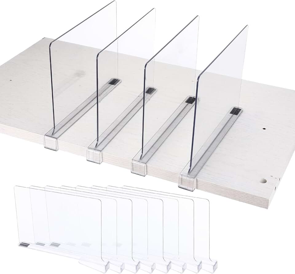 12 Clear Shelf Dividers for Closet Organization