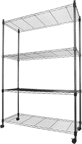 Heavy Duty 4-Tier Steel Storage Shelving with Wheels