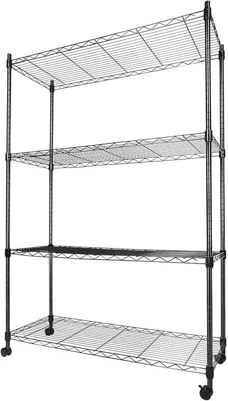 Heavy Duty 4-Tier Steel Storage Shelving with Wheels