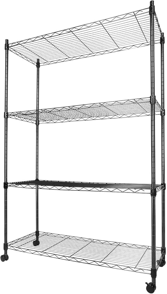 Heavy Duty 4-Tier Steel Storage Shelving with Wheels