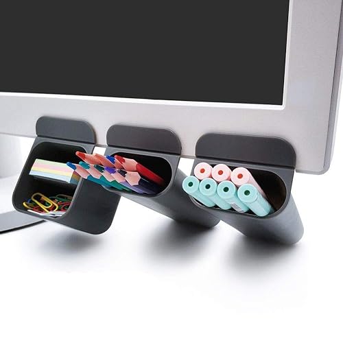Set of three gray DIY screen pen holders and desk organizers