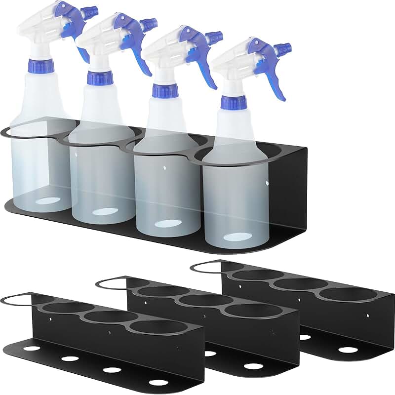 4-Piece Steel Spray Bottle Wall Mount Organizer