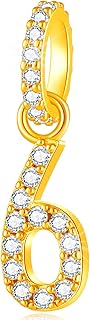 Gold Plated Sterling Silver Number Charm with Zirconia
