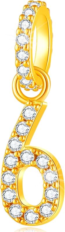 Gold Plated Sterling Silver Number Charm with Zirconia