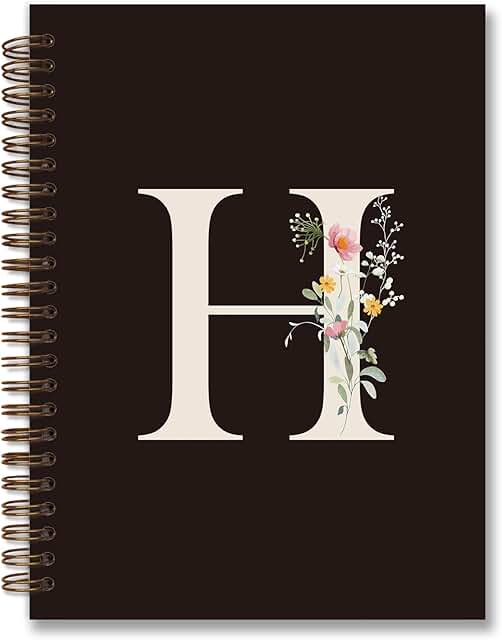 Personalized Black Spiral Notebook with Initial H