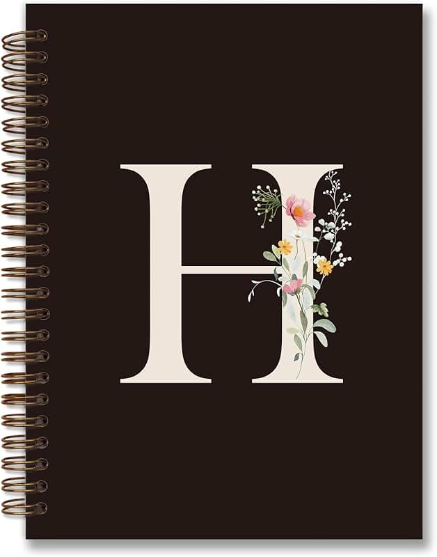 Personalized Black Spiral Notebook with Initial H