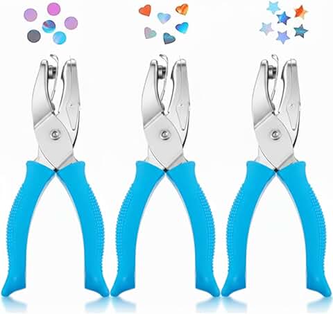 Set of 3 handheld metal hole punchers for crafts
