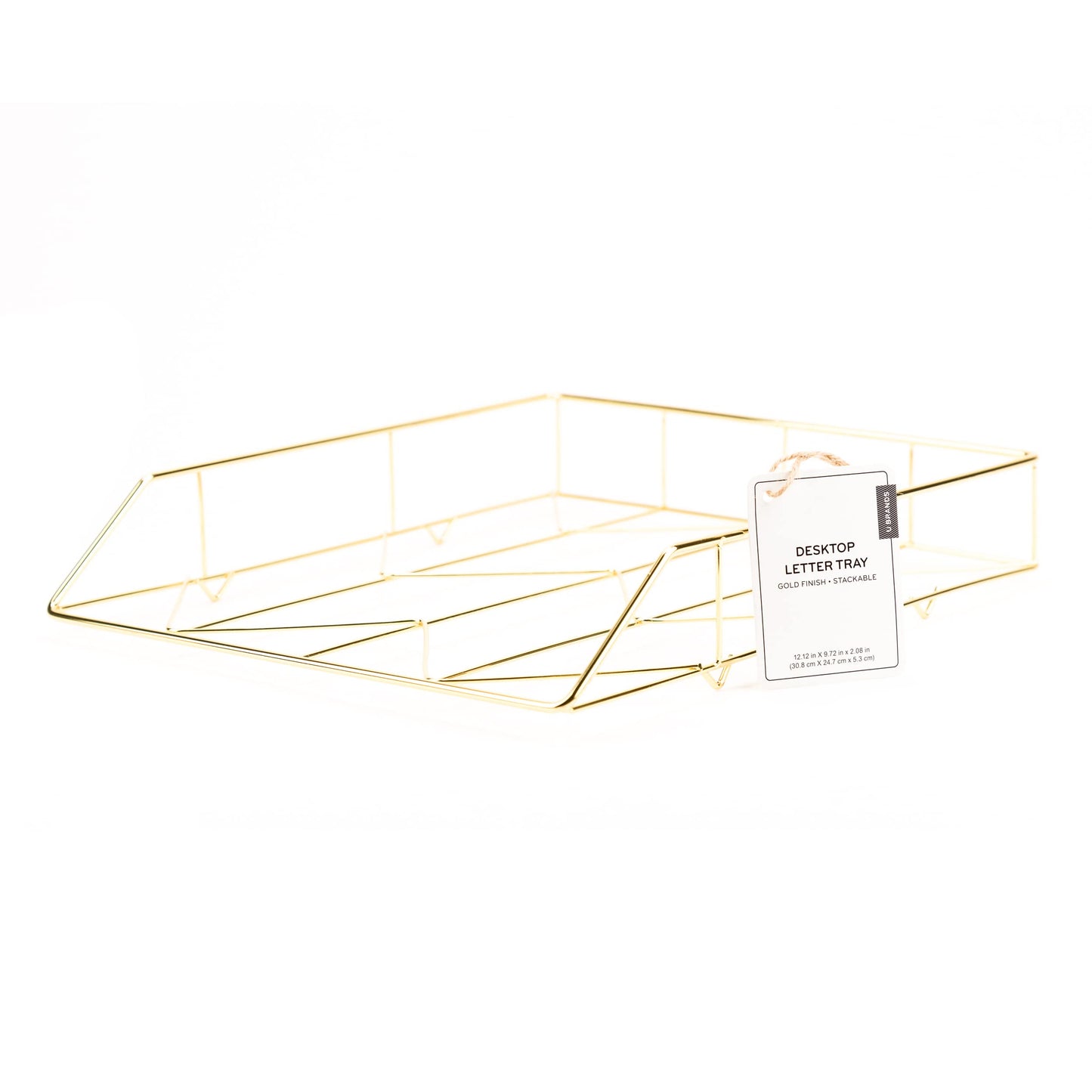 Gold wire metal desktop letter tray
