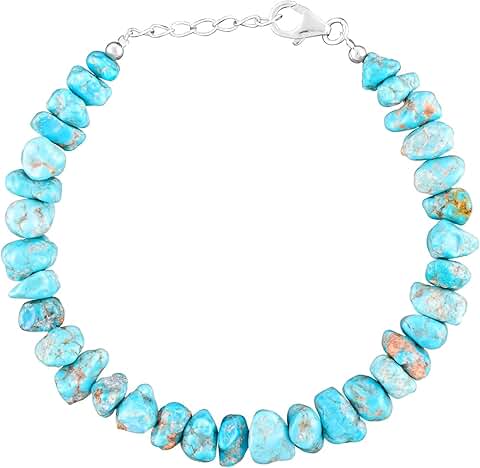 Polished Turquoise Beaded Bangle Bracelet for Women