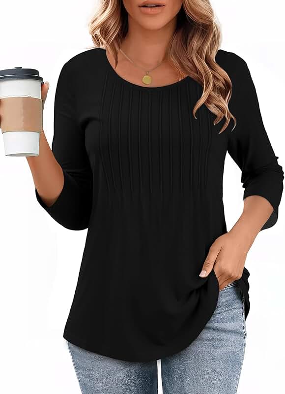 Women's 3/4 Sleeve Casual Crew Neck Blouse