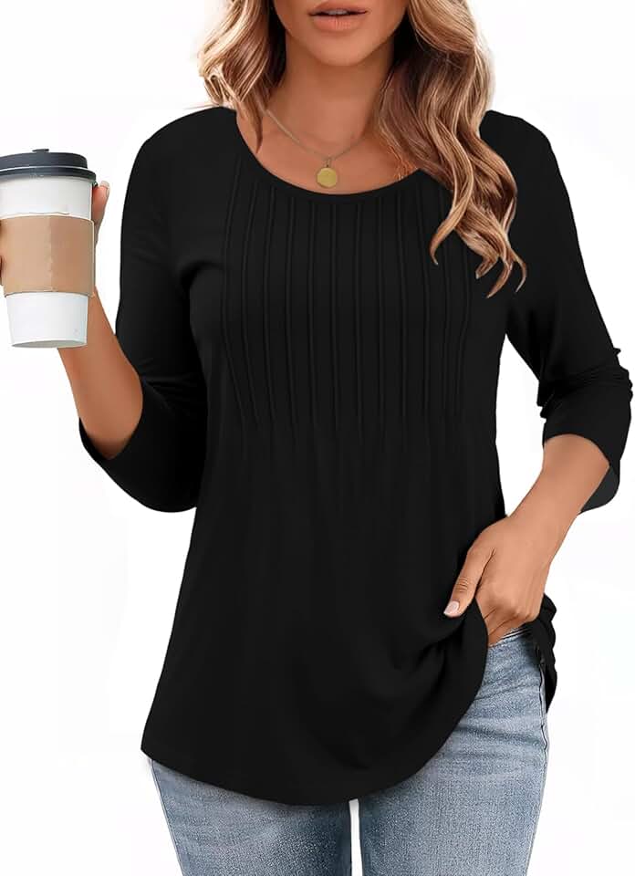 Women's 3/4 Sleeve Casual Crew Neck Blouse