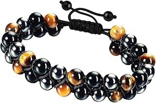 Triple Protection Healing Crystal Bracelet with Tiger Eye, Obsidian, and Hematite