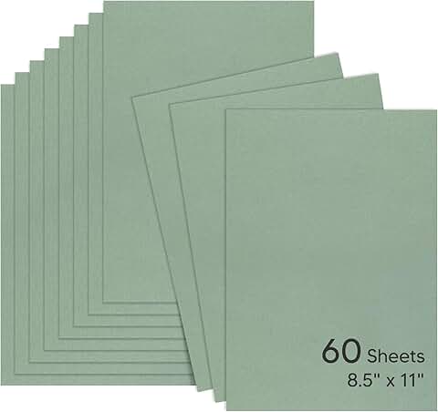 60 Sheets Sage Green 8.5x11" Cardstock for Crafts