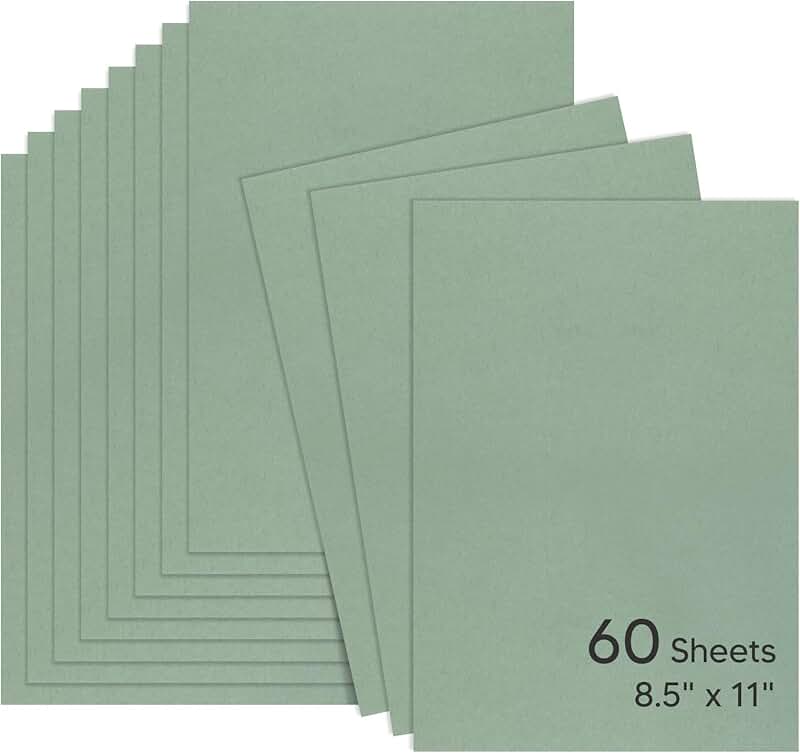 60 Sheets Sage Green 8.5x11" Cardstock for Crafts