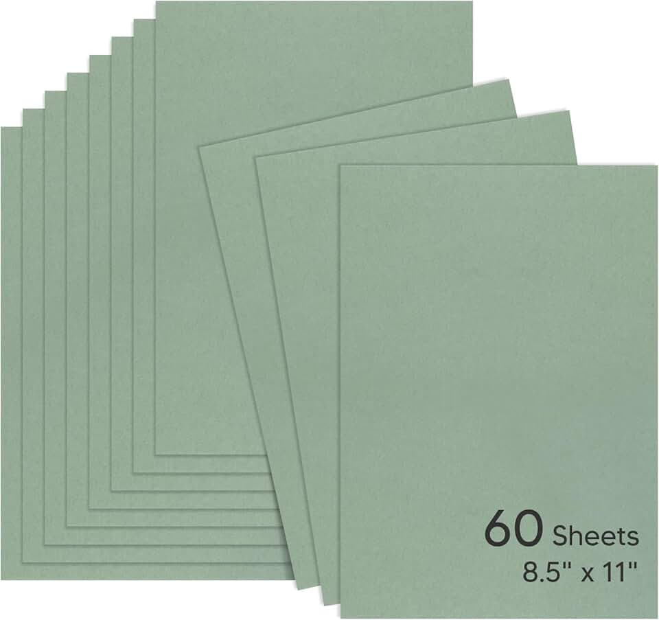 60 Sheets Sage Green 8.5x11" Cardstock for Crafts