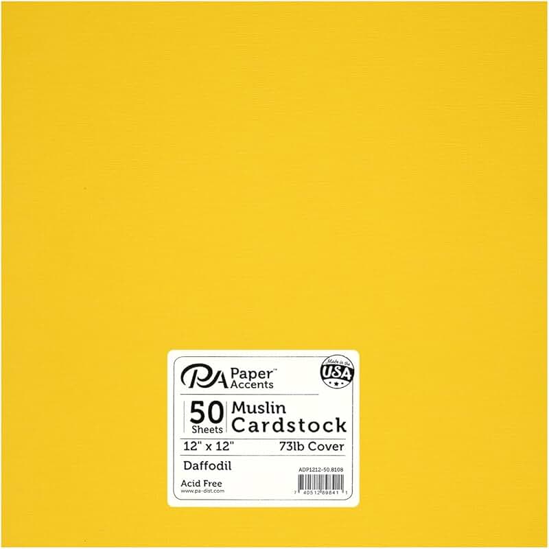 Daffodil Muslin Cardstock 12x12, 73lb, 50 sheets
