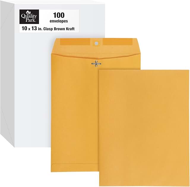 10 x 13 Brown Kraft Clasp Envelopes, 100 Pack